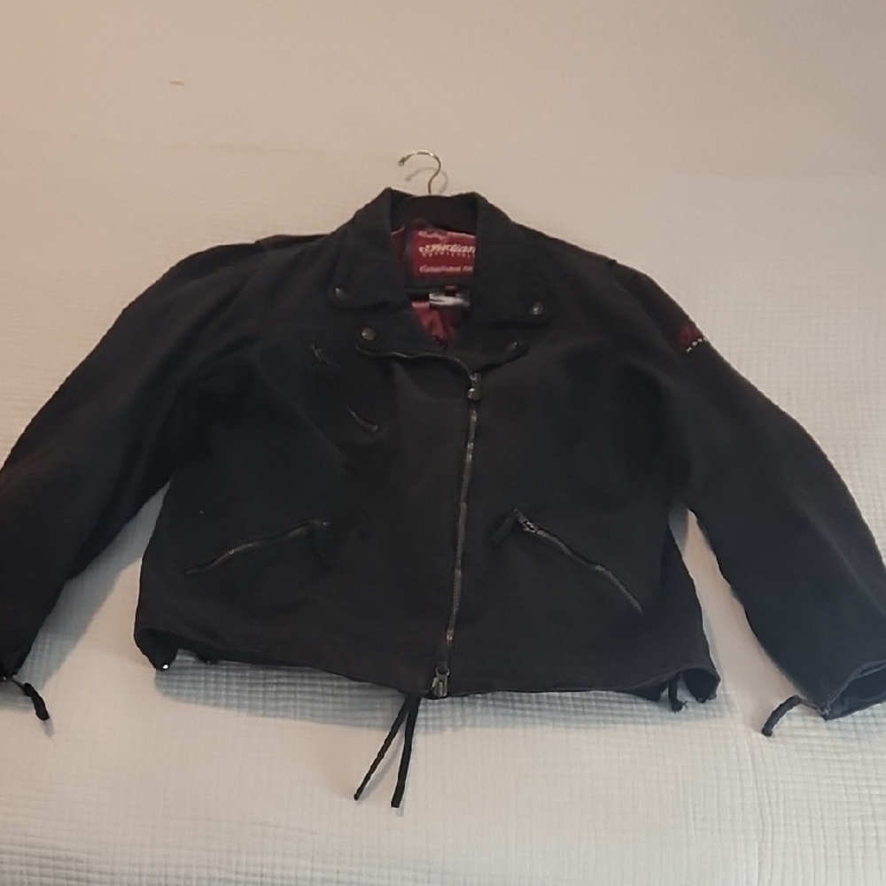 Indian Motorcycle Black Heavy Canvas Jacket with Zipper Details